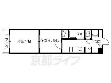 京都市烏丸線 今出川駅 徒歩18分 3階建 築32年(2K/3階)の間取り写真