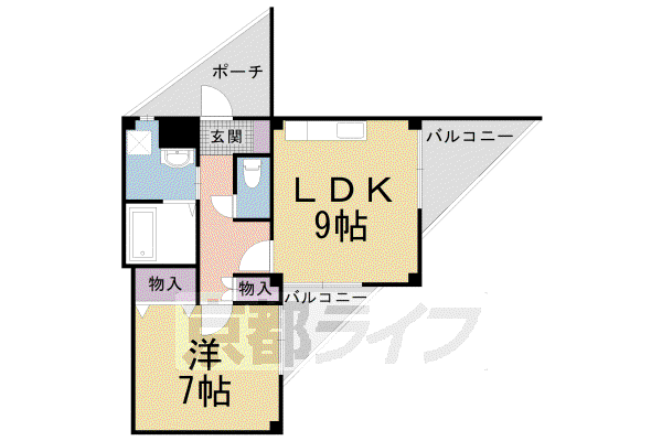 東海道本線 桂川駅(京都) 徒歩7分 4階建 築29年(1LDK/2階)の間取り写真