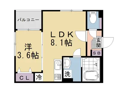 京都市東西線 西大路御池駅 徒歩8分 3階建 新築(1LDK/2階)の間取り写真