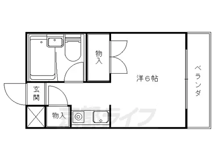 京阪電気鉄道京津線 四宮駅 徒歩9分 3階建 築38年(ワンルーム/2階)の間取り写真