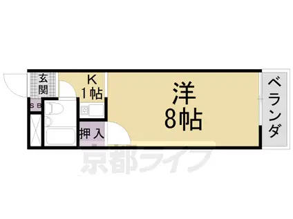 京都市東西線 椥辻駅 徒歩7分 4階建 築38年(1K/1階)の間取り写真