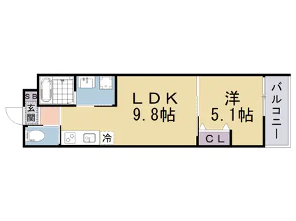 LEI椥辻勧修(1LDK/2階)の間取り写真