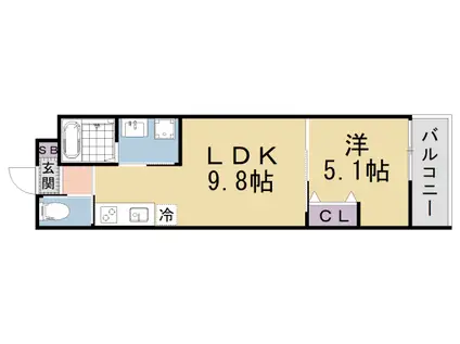 LEI椥辻勧修(1LDK/2階)の間取り写真