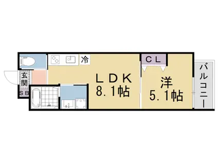 LEI椥辻勧修(1LDK/2階)の間取り写真
