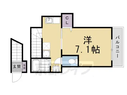 京都市東西線 六地蔵駅(京都市営) 徒歩11分 2階建 築1年(1K/2階)の間取り写真