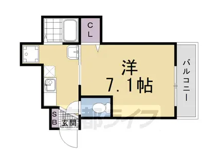 京都市東西線 六地蔵駅(京都市営) 徒歩11分 2階建 築1年(1K/1階)の間取り写真