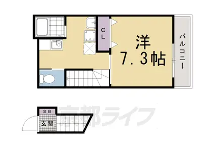 京都市東西線 六地蔵駅(京都市営) 徒歩11分 2階建 築1年(1K/2階)の間取り写真
