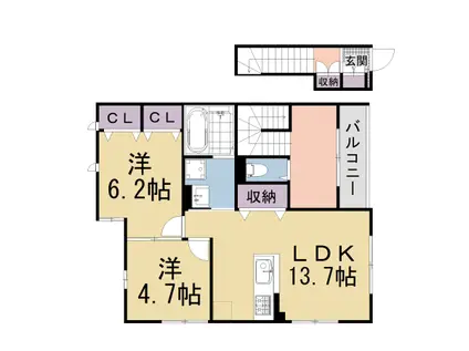QBTⅧ(2LDK/2階)の間取り写真