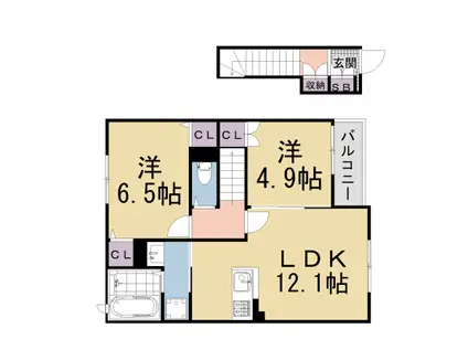 QBTⅧ(2LDK/2階)の間取り写真