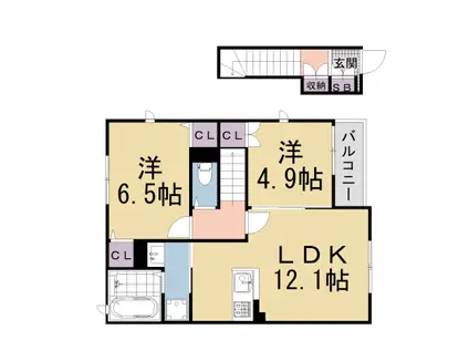 QBTⅧ(2LDK/2階)の間取り写真