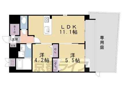京福北野線 北野白梅町駅 徒歩12分 7階建 新築(2LDK/1階)の間取り写真