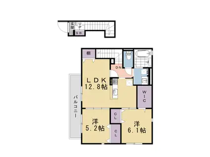 アムール京都梅小路(2LDK/2階)の間取り写真