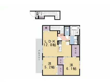 アムール京都梅小路(2LDK/2階)の間取り写真