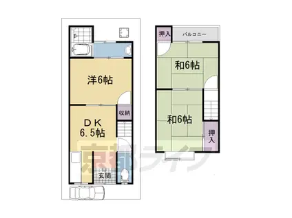 近鉄京都線 大久保駅(京都) 徒歩14分  築41年(3DK)の間取り写真