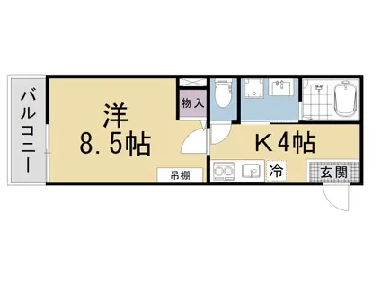 アークリード浜大津(1K/1階)の間取り写真