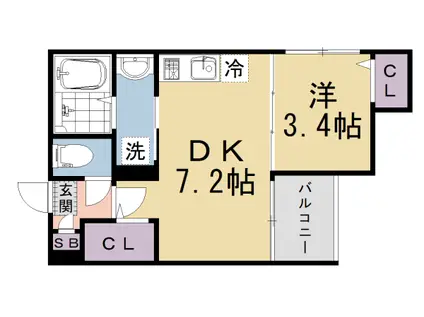 阪急電鉄京都線 大宮駅(京都) 徒歩5分 3階建 新築(1DK/1階)の間取り写真