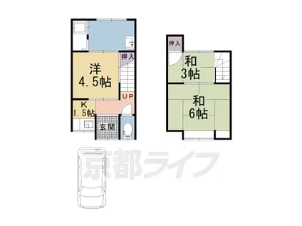 京都市東西線 椥辻駅 徒歩23分 2階建 築53年(3K)の間取り写真