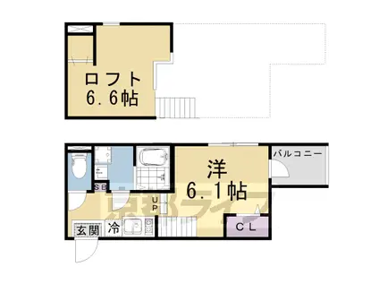 京都市東西線 椥辻駅 徒歩10分 2階建 築1年(ワンルーム/1階)の間取り写真