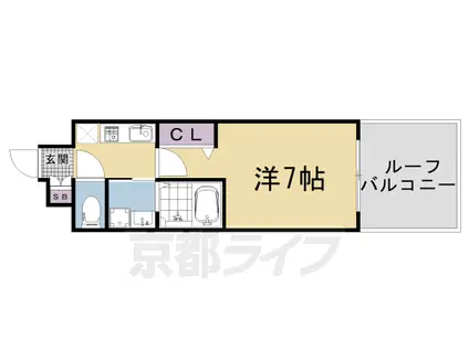 山陰本線 円町駅 徒歩10分 4階建 築35年(ワンルーム/4階)の間取り写真