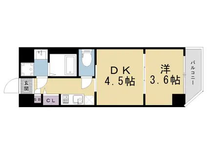 レシオス京都嵯峨野(1DK/6階)の間取り写真