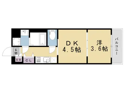 レシオス京都嵯峨野(1DK/6階)の間取り写真