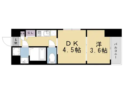 レシオス京都嵯峨野(1DK/6階)の間取り写真