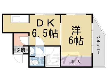京都市烏丸線 今出川駅 徒歩11分 3階建 築39年(1DK/3階)の間取り写真
