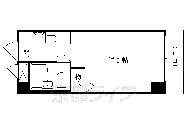 京都市東西線 東野駅(京都) 徒歩11分 4階建 築29年(1K/4階)の間取り写真