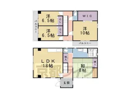 京都市烏丸線 北山駅(京都) 徒歩8分 2階建 築26年(4LDK)の間取り写真