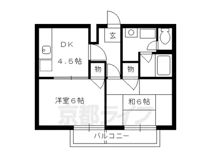 京福北野線 北野白梅町駅 徒歩5分 2階建 築29年(2DK/1階)の間取り写真