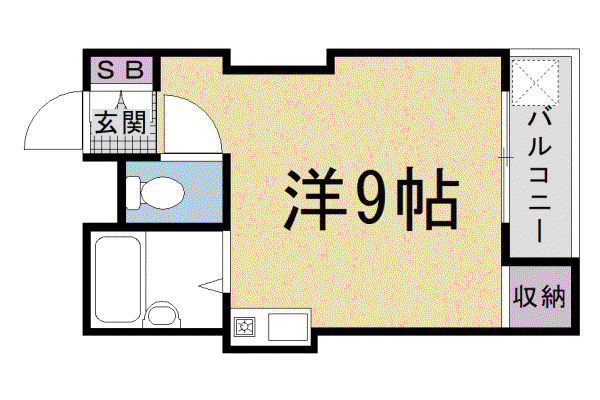 京福嵐山本線 鹿王院駅 徒歩5分 2階建 築36年(ワンルーム/1階)の間取り写真