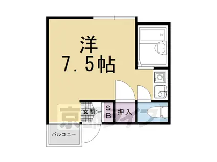 サンシャインシルク嵯峨(ワンルーム/1階)の間取り写真