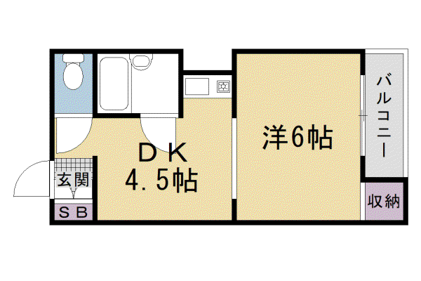 サンシャインシルク嵯峨(1DK/1階)の間取り写真