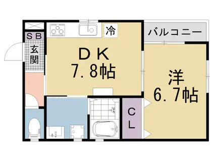 京都市東西線 山科駅 徒歩7分 2階建 築6年(1DK/1階)の間取り写真