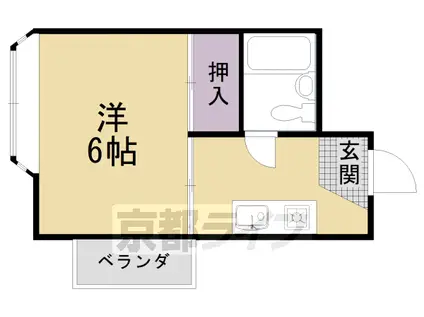 阪急電鉄京都線 西院駅(阪急) 徒歩13分 3階建 築38年(1K/3階)の間取り写真