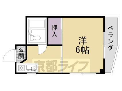 阪急電鉄京都線 西院駅(阪急) 徒歩13分 3階建 築38年(1K/2階)の間取り写真