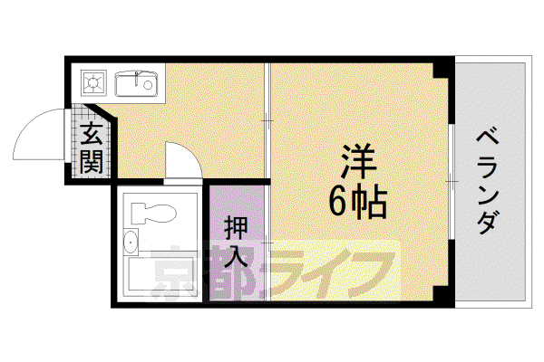 阪急電鉄京都線 西院駅(阪急) 徒歩13分 3階建 築38年(1K/3階)の間取り写真