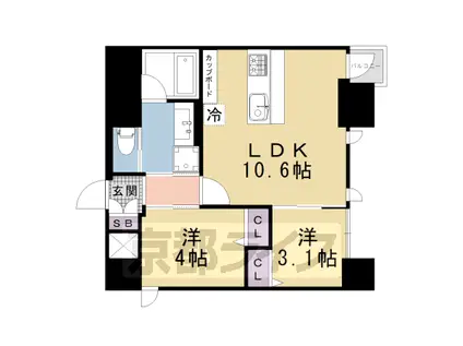 STANDZ京都二条(2LDK/5階)の間取り写真