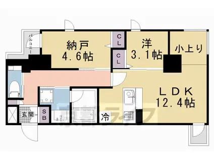 STANDZ京都二条(1SLDK/3階)の間取り写真