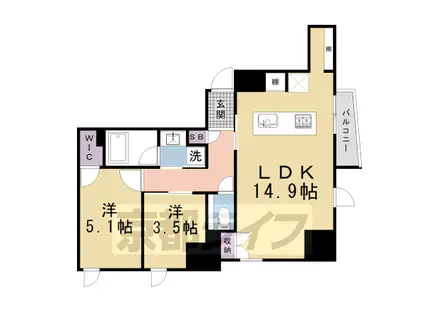 STANDZ京都二条(2LDK/5階)の間取り写真
