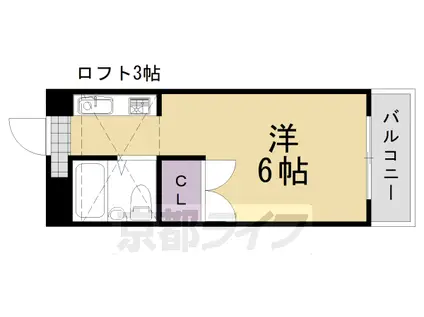 阪急電鉄嵐山線 上桂駅 徒歩13分 2階建 築39年(1K/2階)の間取り写真
