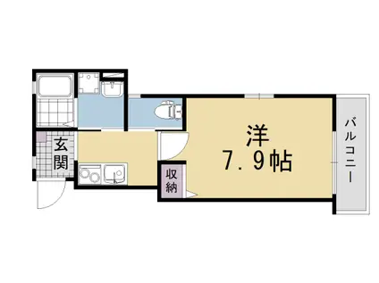 石田内里町ハイツ(1K/2階)の間取り写真
