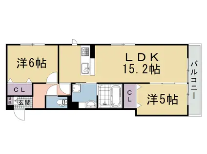 阪急電鉄京都線 西院駅(阪急) 徒歩8分 3階建 新築(2LDK/2階)の間取り写真