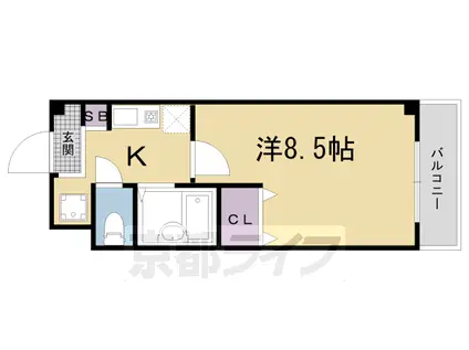 阪急電鉄京都線 西院駅(阪急) 徒歩13分 7階建 築31年(1K/2階)の間取り写真