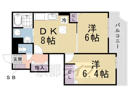 カーサ・ボニートB(2DK/1階)の間取り写真