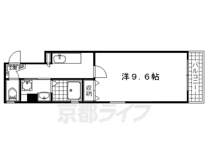 京都市烏丸線 丸太町駅(京都市営) 徒歩5分 5階建 築17年(1K/2階)の間取り写真