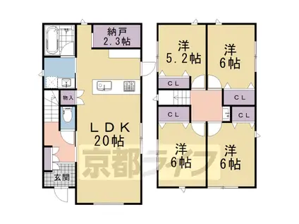 京都市烏丸線 国際会館駅 徒歩9分 2階建 築1年(4SLDK)の間取り写真