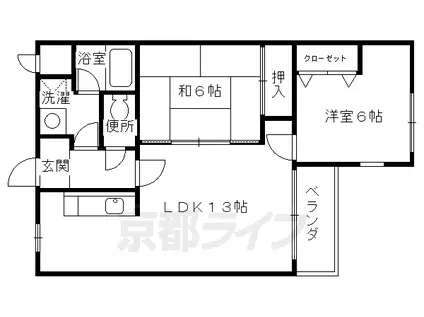 京都市東西線 椥辻駅 徒歩10分 3階建 築30年(2LDK/3階)の間取り写真