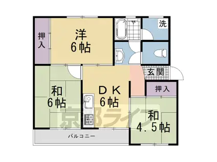 京阪電気鉄道京阪線 藤森駅 徒歩12分 4階建 築60年(3DK/2階)の間取り写真