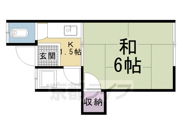 京都府京都市山科区 2階建 築54年(1K/1階)の間取り写真
